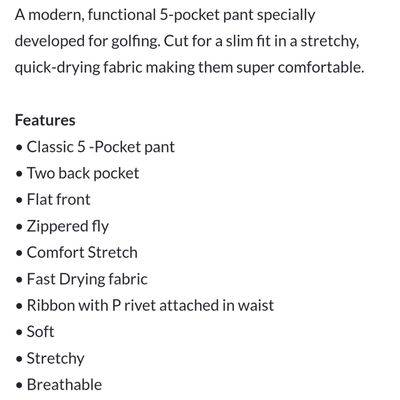 Men's Slim fit Golf Peak Performance Active Pants - Picture 6 of 6